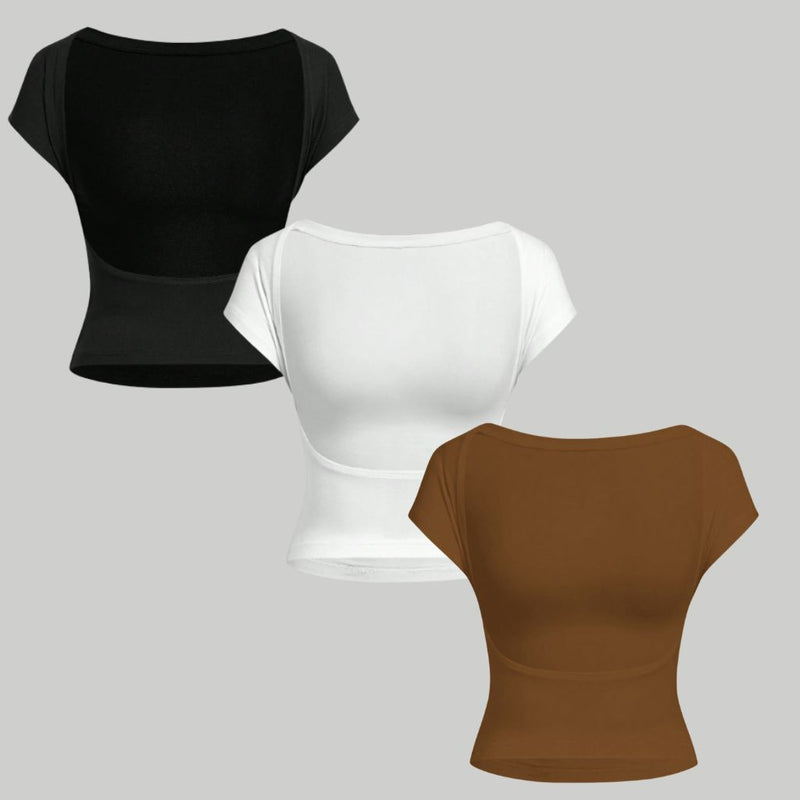 Kit 3 Blusas Femininas Costas Nuas