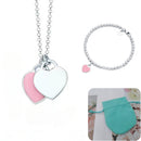 Conjunto Colar e Pulseira Coração Azul
