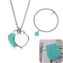 Conjunto Colar e Pulseira Coração Azul