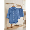 Conjunto Feminino Camisa e Shorts em Linho