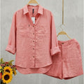 Conjunto Feminino Camisa e Shorts em Linho