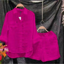 Conjunto Feminino Camisa e Shorts em Linho