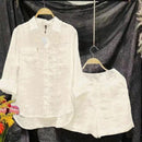 Conjunto Feminino Camisa e Shorts em Linho