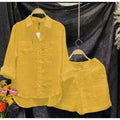Conjunto Feminino Camisa e Shorts em Linho